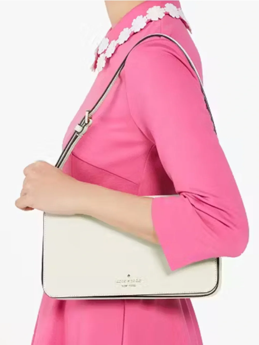 kate spade Staci Meringue Ivory Gold Tone Saffiano Leather Small Hobo Bag
